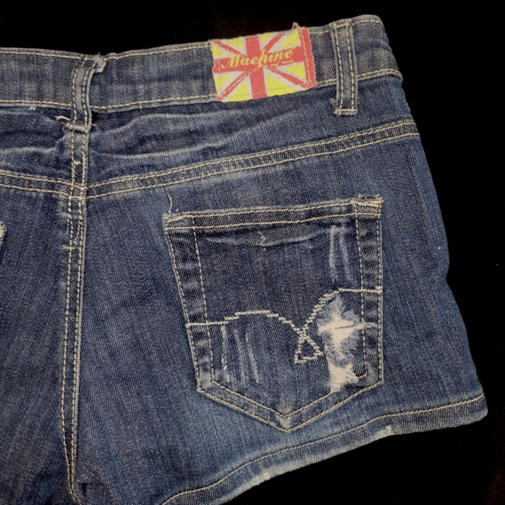 Machine Blue Distressed Jean Shorts - Picture 5 of 6